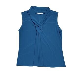 TIFFANY & GREY Teal Sleeveless Twist Front Blouse Women’s Size Petite Large